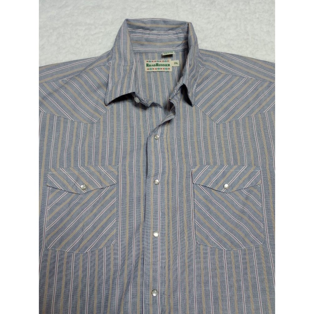 VTG Road Runner Pearl Snap Short Sleeve Shirt Men's Size 2XL Western Made In USA